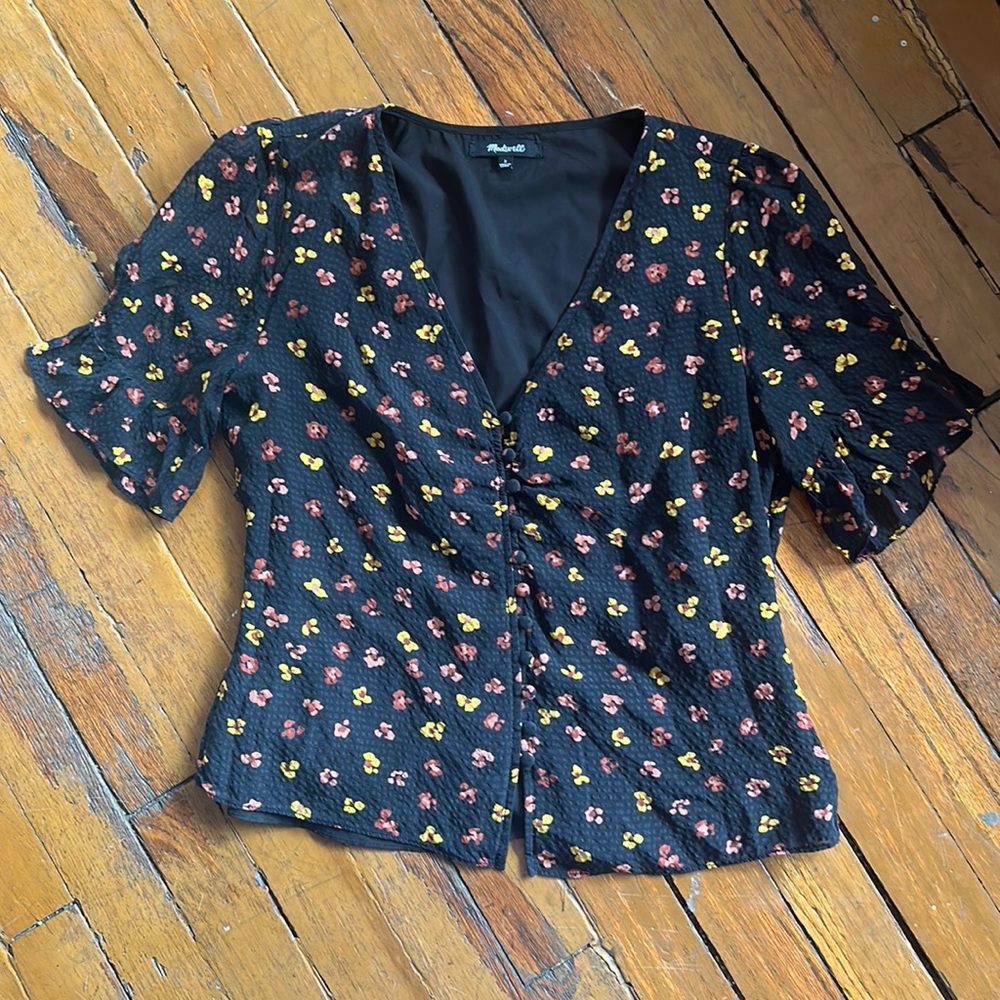 MADEWELL Black w/ Florals Blouse